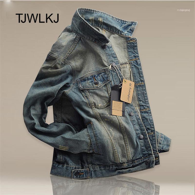 

Men' Jackets TJWLKJ Autumn Mens Denim Coat High Quality Cowboy Trendy Fashion Bomber Jean Jacket Retro Casual Slim Streetwear1