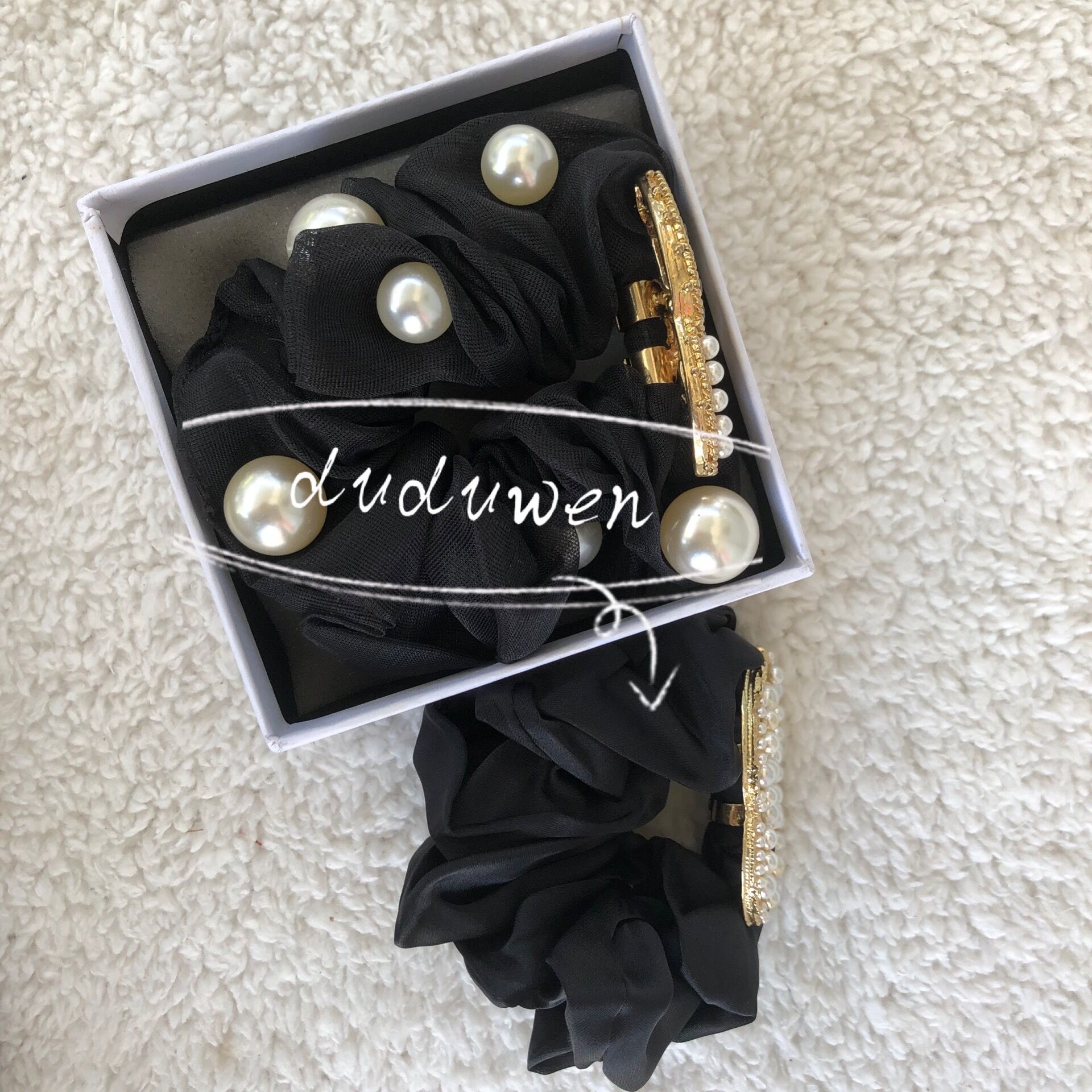 

good quality metal shape hair bands Hairtie fashion Accessories C pearls mark HairRope party gift with paper card