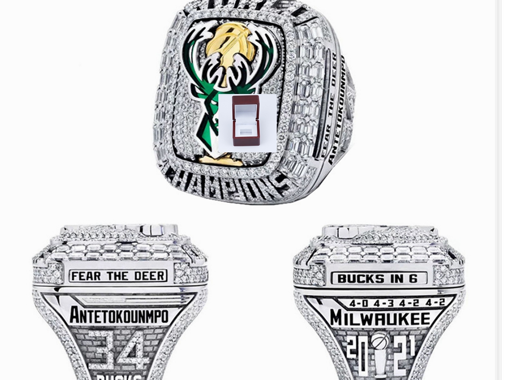 

2021 The Bucks Wolrd Champions Team Basketball Championship Ring Sport souvenir Fan Promotion Gift wholesale size 8-14, Golden;silver