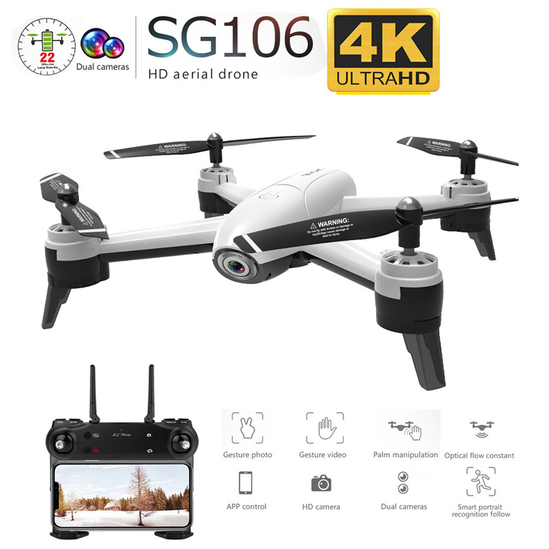 

SG106 WiFi 4K Camera Optical Flow 1080P HD Dual Camera Aerial Video RC Quadcopter Aircraft Quadrocopter Toys Kid And Nice Gift, Black