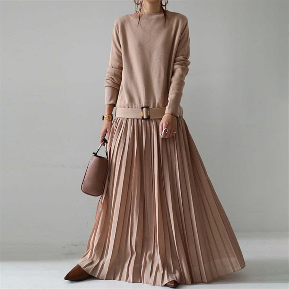 

knit long sleeve spring sweater womens dresses solid color elegant, Black;gray