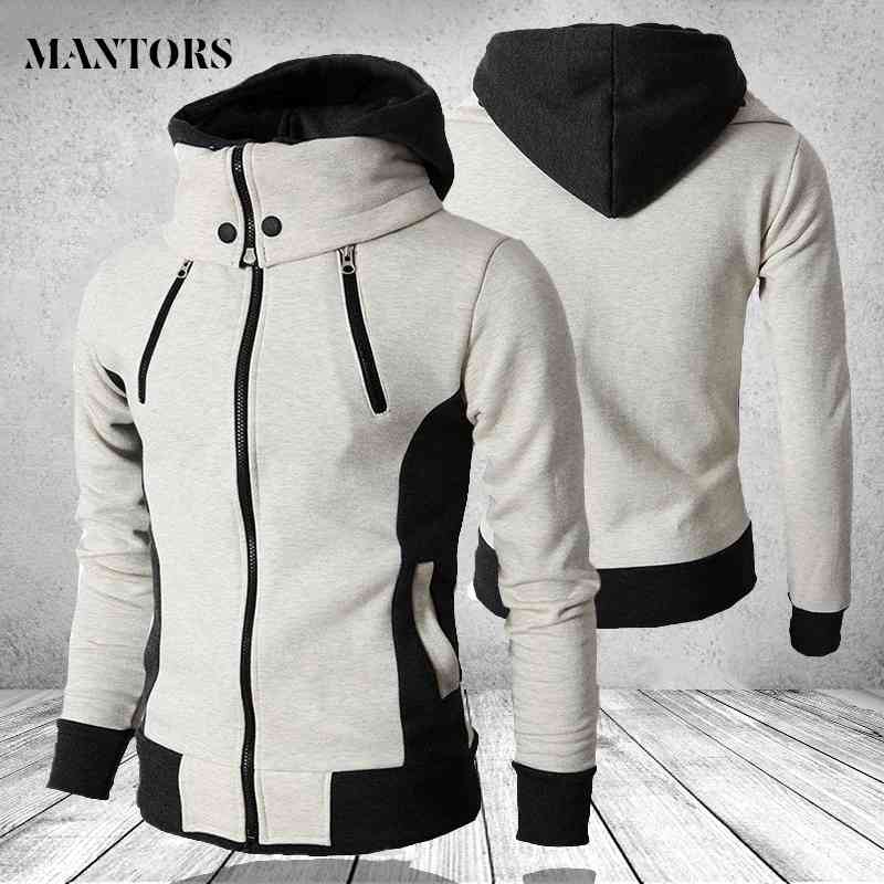 

Zipper Hooded Sweatshirt Men Fashion Spring Casual Patchwork Fleece Warm Hoodies Sweatshirts Male Streetswear Coat Jackets 210707, Cc137 lightgrey