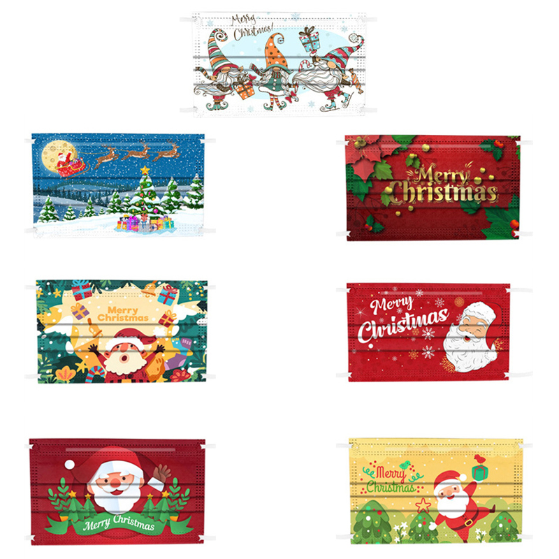 

Christmas face masks Disposable Mix Adult Kids mask luxury FaceMasks Non-Woven Print Santa Claus snowman Anti-Dust Mouth Cover