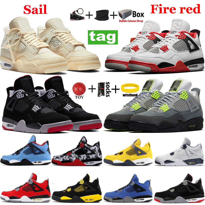 

Top Jumpman 4 Basketball shoes 4s with box white x sail bred Fire Red black cat Union Neon Metallic purple mens running sneakers, #9- union noir