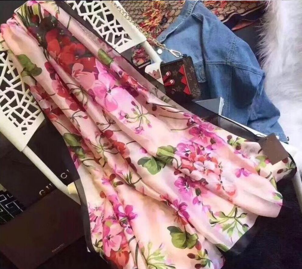

Brand Silk scarf Pashmina for Women 2019 Summer Brand Floral Flower Long Scarves Scarfs Wrap 180x90Cm Shawls S227