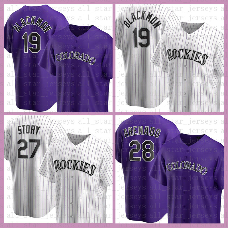 

Colorado Baseball Jersery Rockies Custom 19 Charlie Blackmon 28 Nolan Arenado 27 Trevor Story 21 Kyle Freeland Tony Wolters 44 Jose Mujica, Blue;black