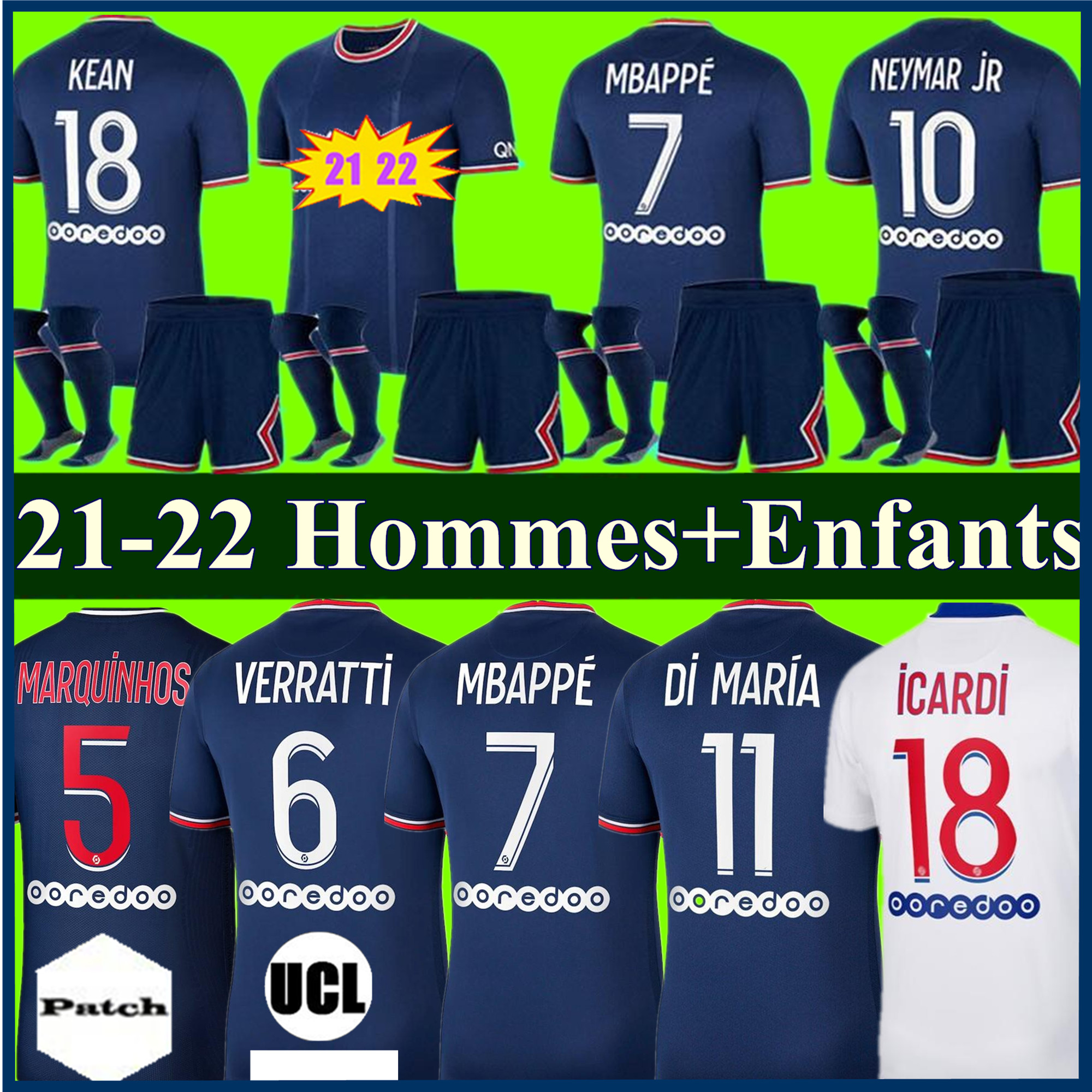 

MbaPpe KEAN neYmar Jr soccer jerseys ICARDI 21  Maillots de football shirts 2021 2022 MARQUINHOS VERRATTI KIMPEMBE men kids kit uniforms enfants maillot foot, Colour 14