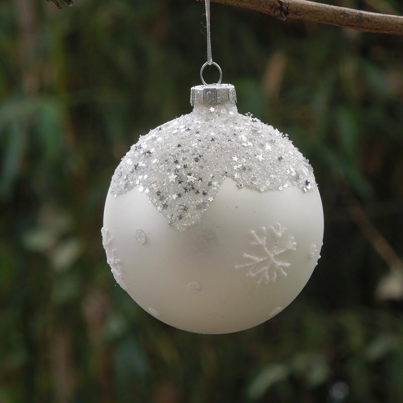 

Christmas Decorations 4pcs/pack Diameter=8cm Small Size Glass Globe Home Decoration Tree Frosty White Ball Festival Hanger