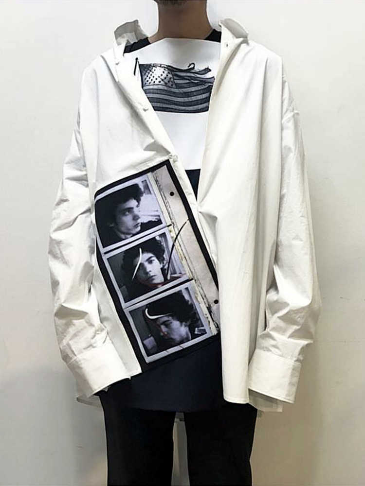 

Men's Casual Shirts []B. N autonomous RAF 17ss Simons portrait versatile loose men's women's white shirts and coats