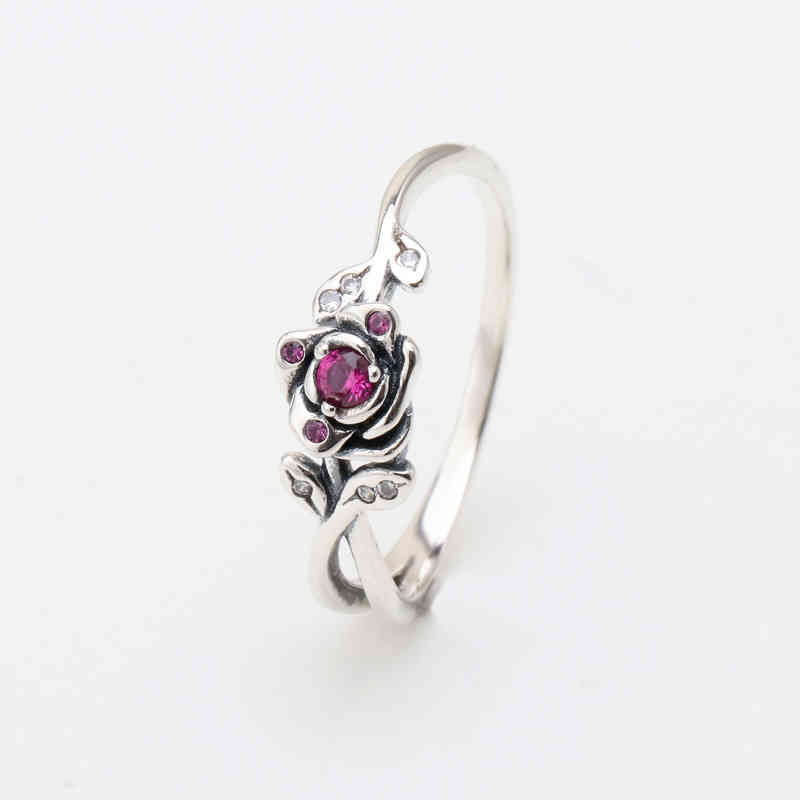 

Hot Selling Pandora2022 Ins New Pan Family Silver Plated Di Sini "beauty and Beast" Rose Ring Fashion Petal Flower Ring Female