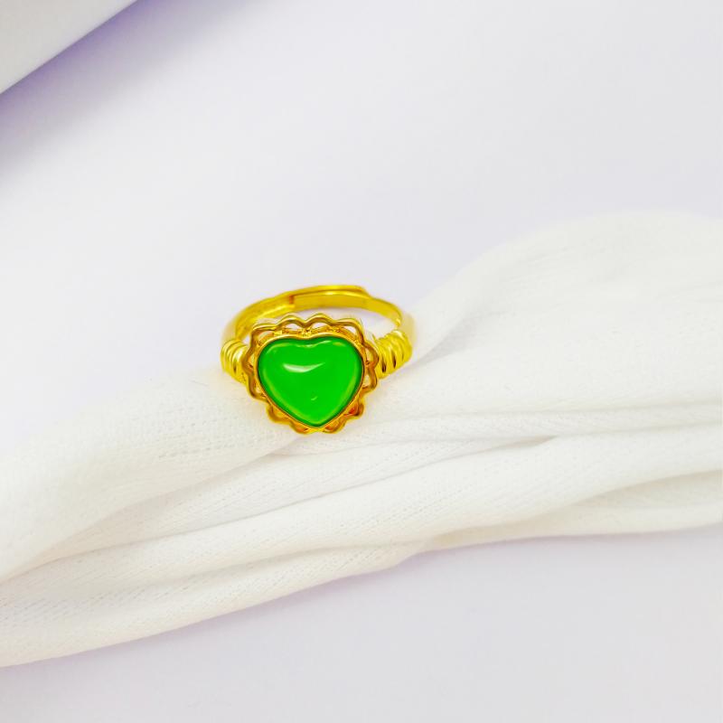 Cluster Rings Fashion 14K Gold Ring For Men And Women Wedding Engagement Jewelry Heart Shape Oval Gemstone Yellow Couple-image-708301524