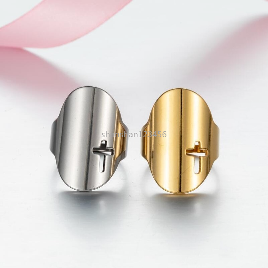 

Jesus Cross Nail ring Hollow finger band Adjustable Gold Stainless Steel rings tip for women summer fashion jewelry will and sandy