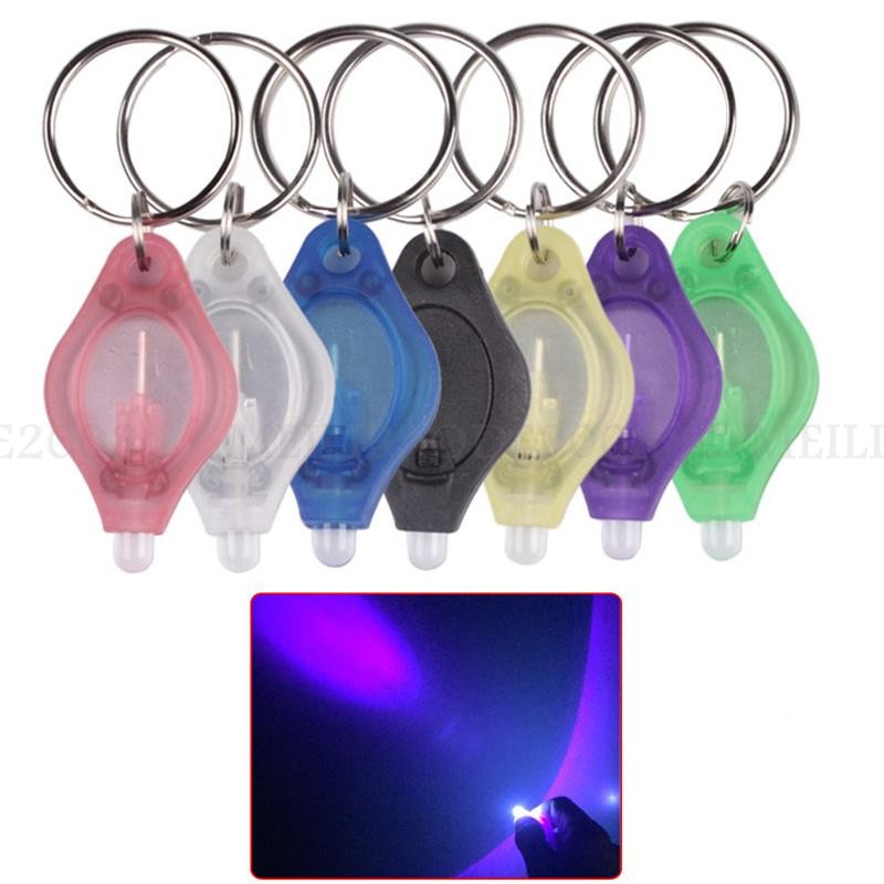 

7-colors Mini LED Keychain Flashlight Torch Finger Lamp White Lights UV Light LED Bulbs for Dark Areas Camping Hunting Hiking Portable Banknote Checking Lamp