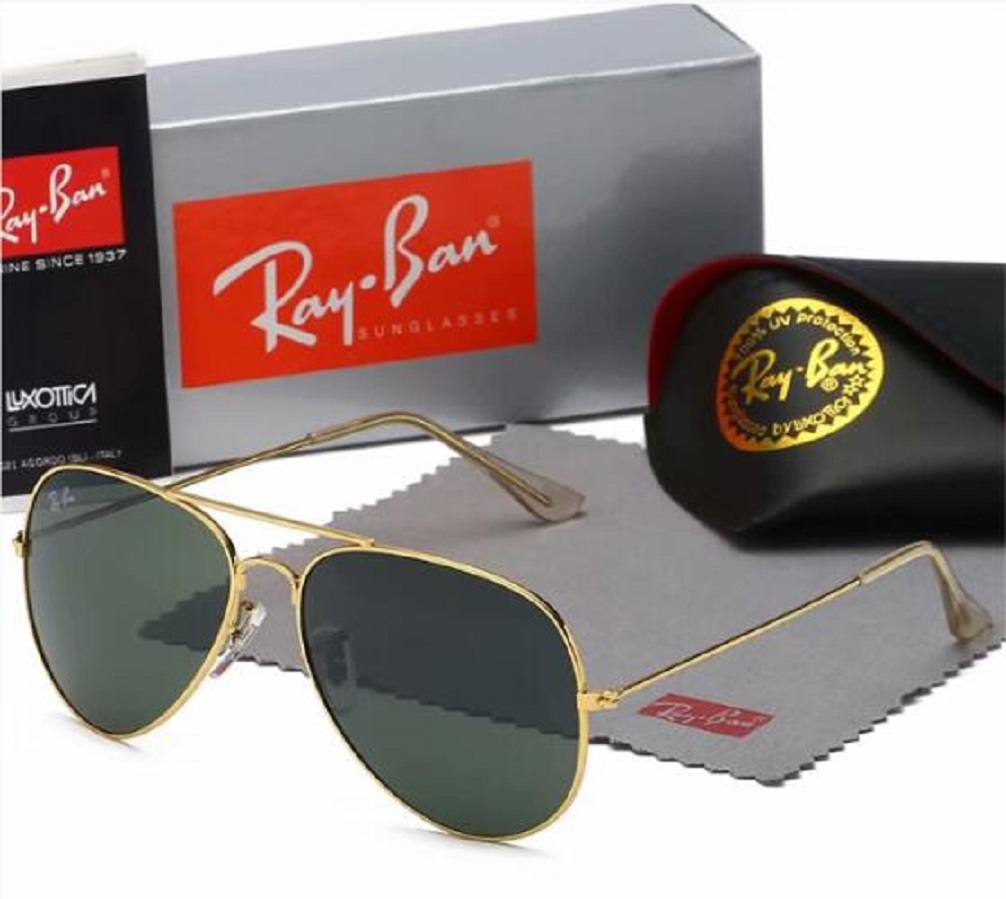 

High Quality New Ray Men Women Sunglasses Vintage Pilot Brand Sun Glasses Band UV400 Bans Ben Sunglasses With box and case 3025, White;black