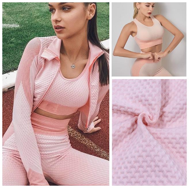 

3 Pieces Set Seamless Sport Set Women Running Gym Clothing Tracksuit Sportswear Crop Top Yoga Pant Workout Fitness Clothes, Green