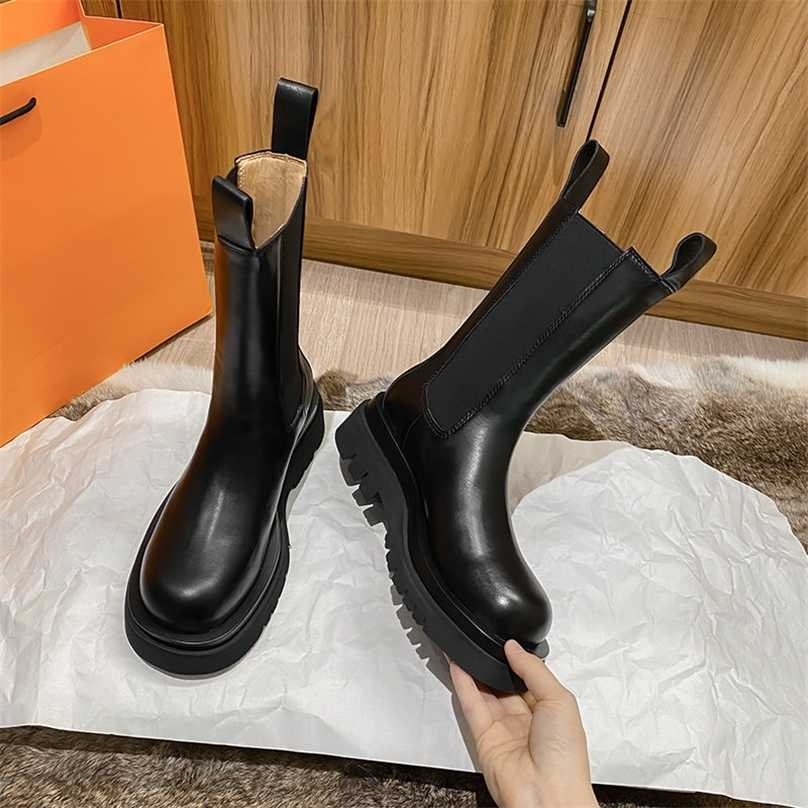 

Increased Martn Boot's Autumn and Winter Plus Velvet British Style Thick-soled Chelsea Short 211105, Ankle