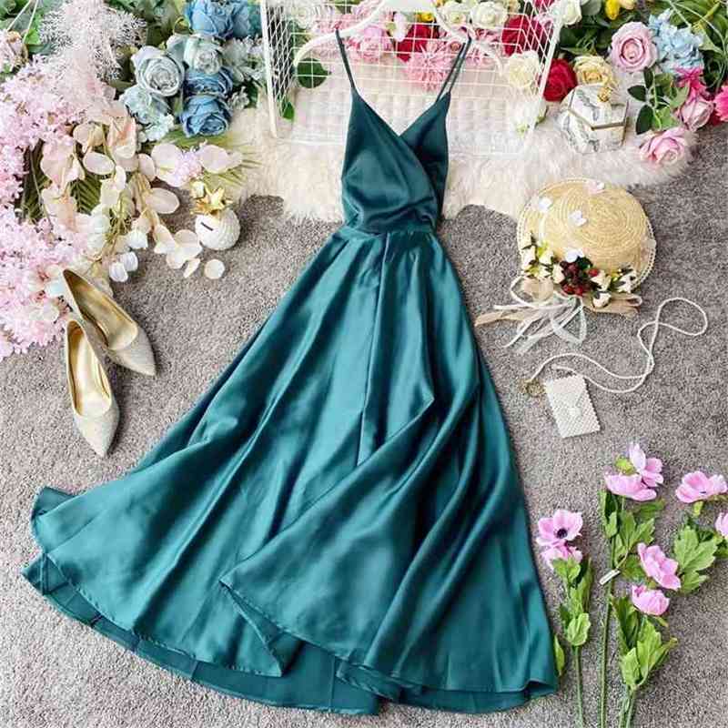 

Women Vintage Maxi Dress Summer Sexy V-neck Backless Bandage Long Fashion Ladies Party Robe Vestidos Mujer 210525