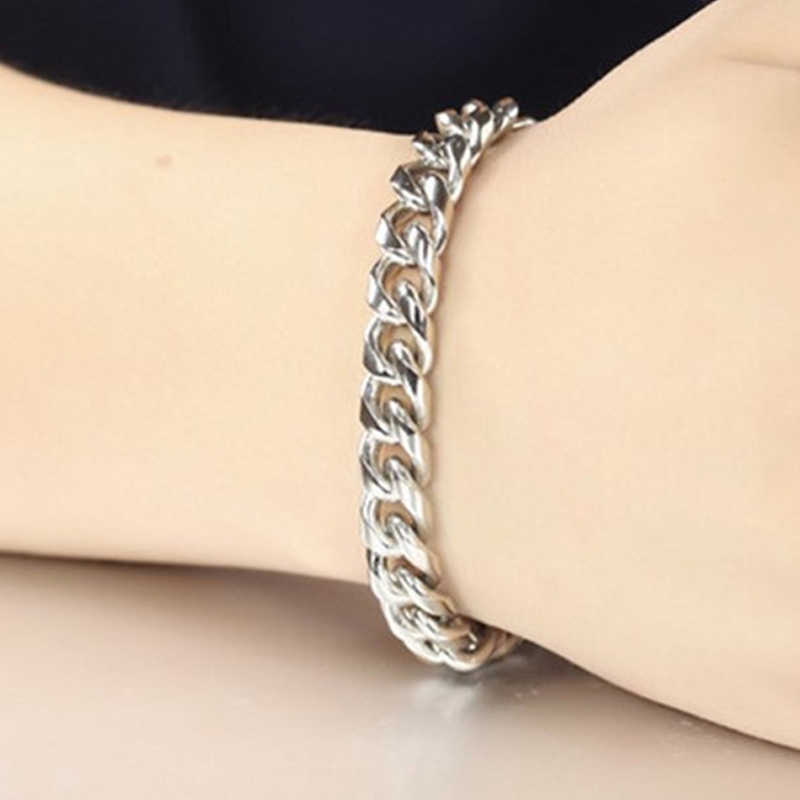 

Bracelets Mens Stainless Stssl Chain on Hand Cuban Link Charm Steel Braclet Punk Gifts for Men Accessories Hip Hop Wholesale Q0605