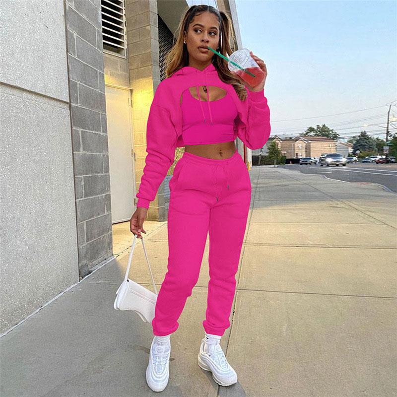 

Women's Two Piece Pants 2021 Women Outfits Jumpsuit Hoodies Set Body Letter Printed Casual Sport Autumn Long Sleeve Pure Female, White