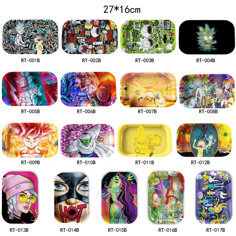 

Rolling Tray 17 Types Metal Carton Rolling Trays Travel Size 270mm*160mm Handroller Herb Roll Cases Plate DHL Free