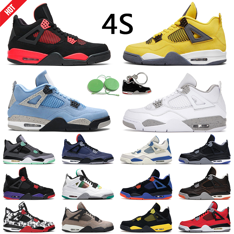 

Jumpman 4 Retro Red Thunder Basketball Shoe 4s University Blue Taupe Haze White Cement Sail back cat mens trainer outdoor sports sneakers, Bordeaux