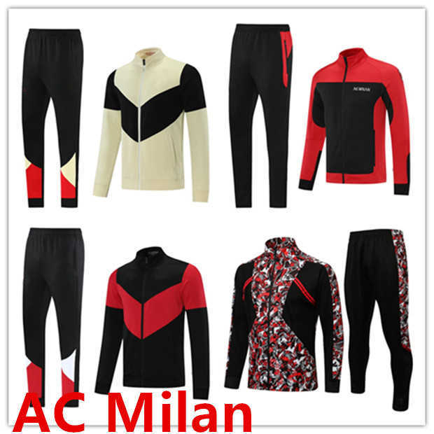 

2021 2022 AC tracksuit adult Soccer Jersey set full zipper survetement 21/22 Milan jacket PIATEK CALHANOGLU MEN suit