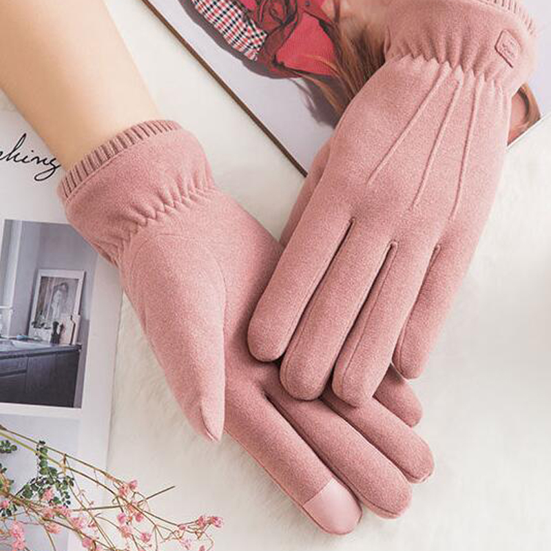

Gloves Ladies winter touch screen plus suede warm suede lovely students ride and drive thicker gloves women
