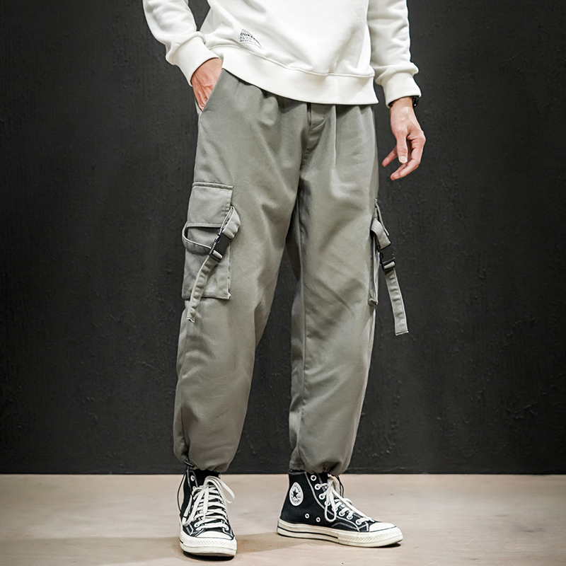 

2021 New Japanese Side Pockets Style Men Hip Hop Male Tatical Trousers Mens Joggers Casual Streetwear Pants XV16, Black