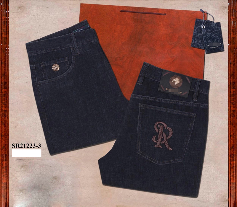 

BILLIONAIRE Jeans cotton 2021 Spring summer new Thin Casual zipper embroidery breathable England quality size -40 Comfortable, Blue
