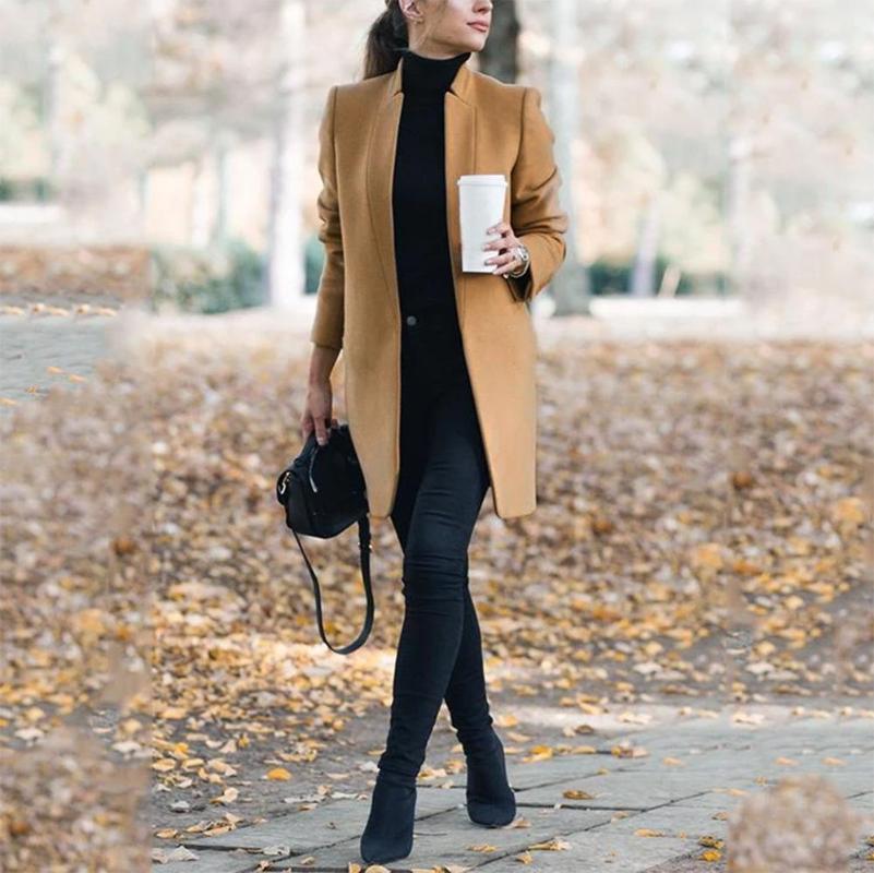 

Women' Trench Coats Winter Khaki Coat For Women Wide Lapel Pocket Woollen Cloth & Polyester Wool Blend Oversize Long Outwear 5XL, Red
