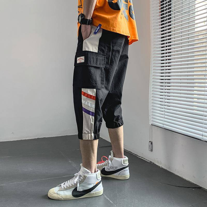 

2021 New Hip Hop Da Carga Dos Homens Vero De Cordo Corredores Kahaki Preta Bezerro-comprimento Calas Streetwear Uk1e