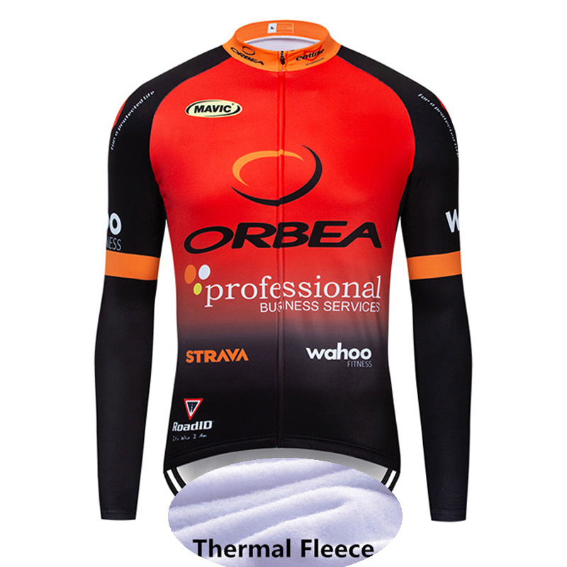 

ORBEA Team Winter thermal fleece cycling Jersey Men long sleeve bike shirt road bicycle Outfits outdoor sports Uniform Cycling Tops S2103123, Black