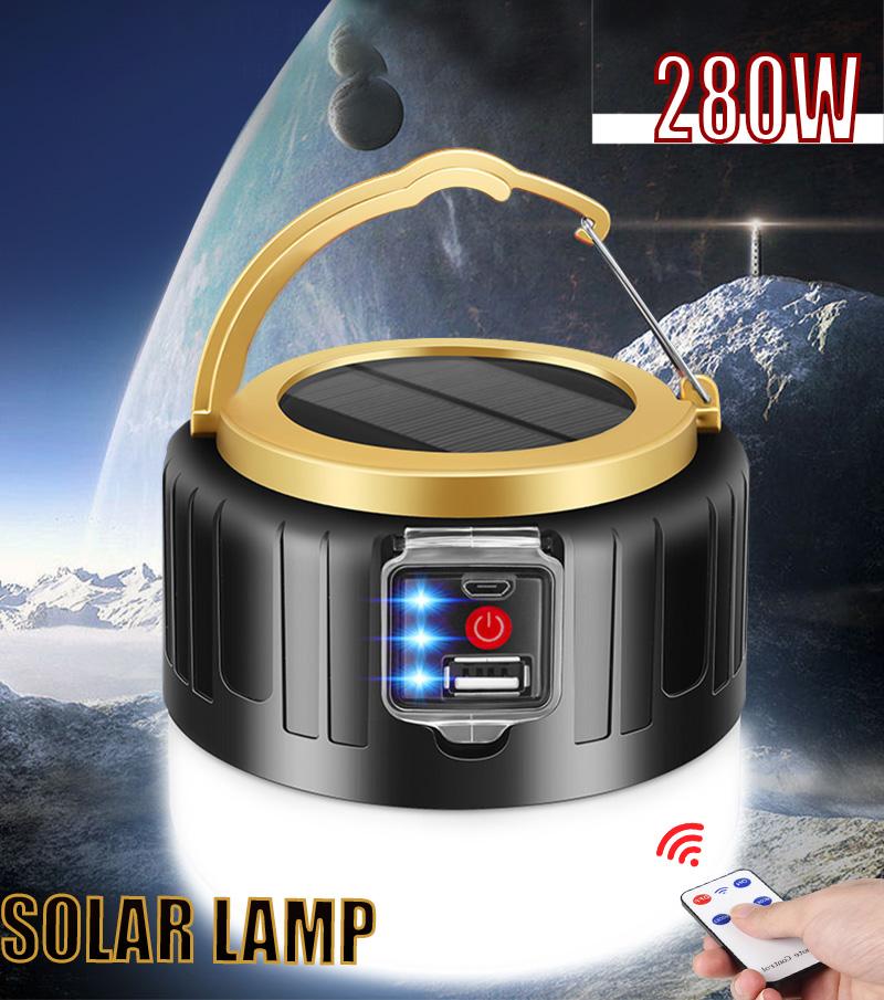 

280W Solar LED Camping Light Outdoor USB Rechargeable 3 Mode tent Lamp Portable Lantern Night Emergency bulb For BBQ