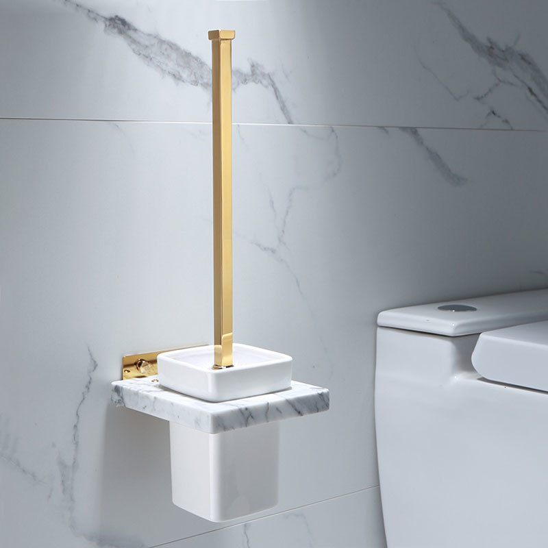 

2021 New Gold with Marble and Brass Bathroom Toilet Scrub Cleaning Brush Holder Set Wall Mounted P9fq, Red