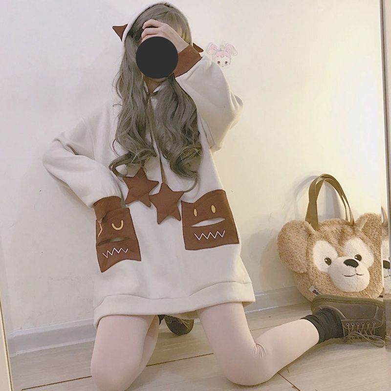 

2021 New Deeptown Vintage Hoodie Outono Roupas Inverno Estilo Coreano Kawaii Camisola De Manga Longa Topos Feminino Bonito Splice Hoodies C0, Xin