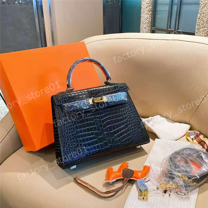 

High Quality Womens Handbags Luxurys Lady Shoulder Bags Fashion Brand Famous Crocodile Designers Handbag Soft Leather Evening Bag Purses Backpacks Woth Box 25cm, Extra payment