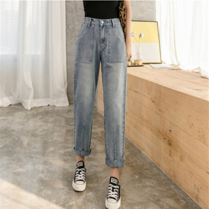 

women's jeans jeans high-legged broad leg, blue streetwear vintage fashion harajuku slacks straight dlig
