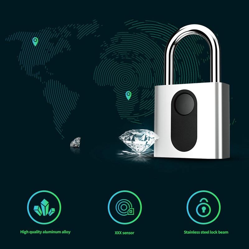 

GS40F Smart Fingerprint Padlock USB Rechargeable Lock Gym Cabinet Fingerprint Lock Dormitory Warehouse Anti-Theft