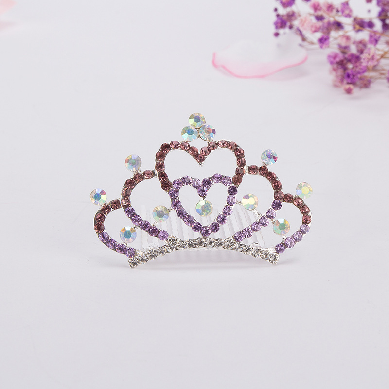 

Crystal diamond crown Tiara Comb Flower Girl Princess Hair Comb head wear girl birthday gift fashion jewelry will and sandy 703 B3