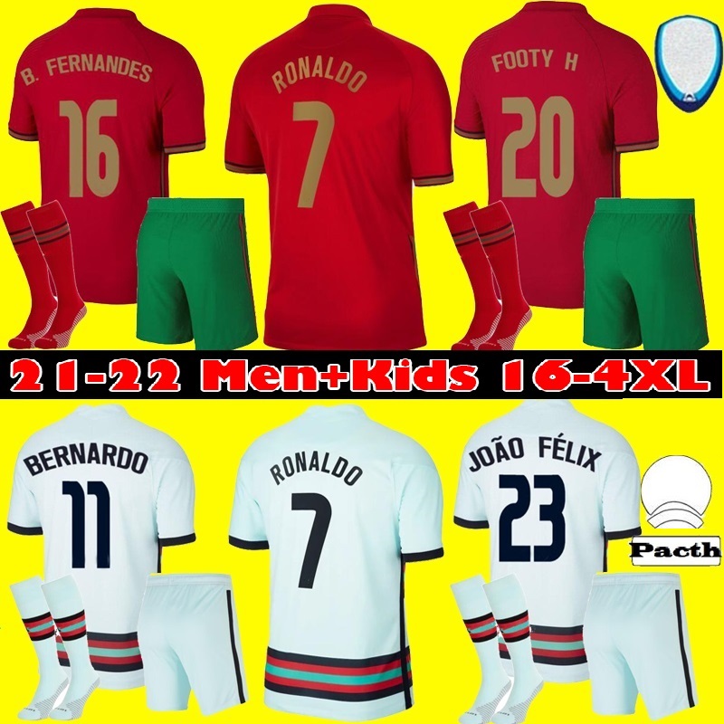 

Men kids kit Portugues RONALDO soccer jersey 2021 JOAO FELIX DIOGO J BERNARDO 21 22 FERNANDES national team football shirt, White