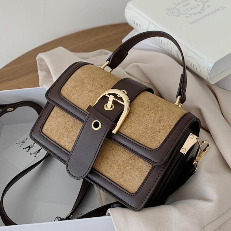 

Vintage Square Tote bag 2021 Fashion New High quality Matte PU Leather Women's Designer Handbag Lock Shoulder Messenger Bag, Black