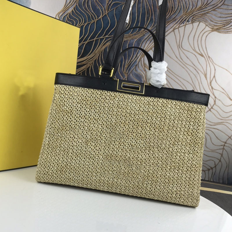 

Tote Bag Raffia Straw Crossbody Bags Woven Handbag Large Capacity Beach Shopping Handbags Leather Handle Totes High Quality, Khaki