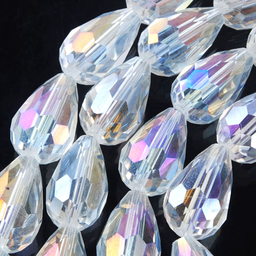 WOJIAER Faceted Water Drop Bead Crystal Beads Loose DIY Jewelry Making Bracelet Necklace Accessories 8x12mm BA302-image-750968418