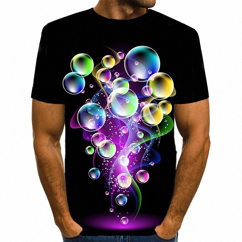 Men's T shirt Graphic 3D Round Neck Daily Wear Club Print Short Sleeve Tops Streetwear Exaggerated Black 01lP#