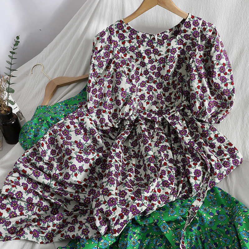 

VANOVICH Short Sleeve Fashion Women Dress Ruffled Spring and Summer Korean Style Temperament Female 210615, Green