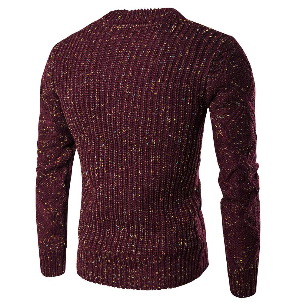 

2021 New Winter Sweater Men Solid Color Sweaters Warm Casual Knitted Pullovers P4l2, Burgundy