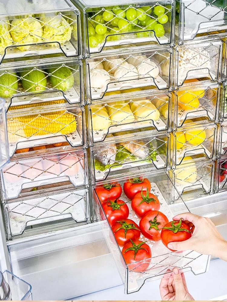

Storage Bottles & Jars Clear Plastic Fridge Organizer Slide Under Shelf Refrigerator Drawer Box Rack Holder Kitchen Fruit Food Container