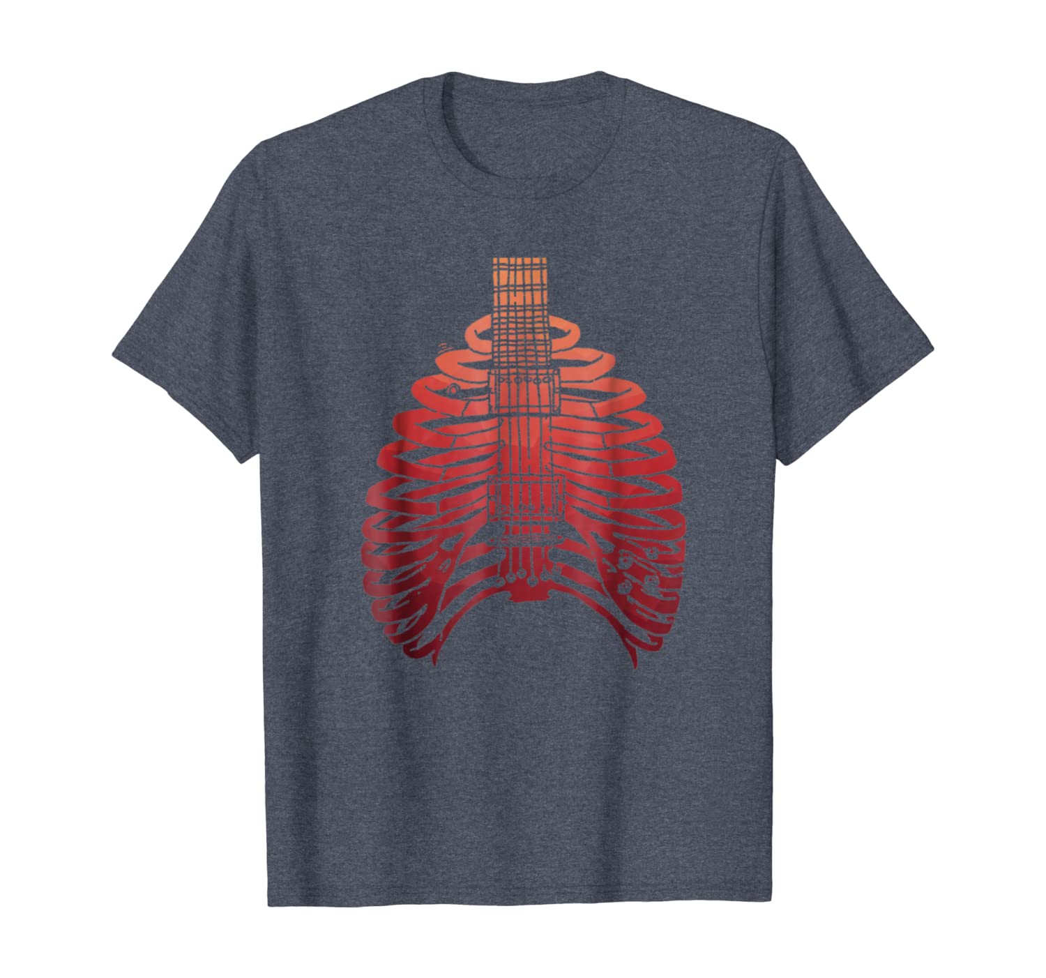 

guitar ribcage t-shirt creepy skeleton guitar gift for men, White;black