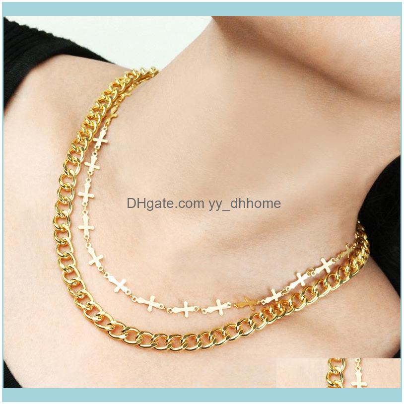 

Necklaces & Pendants Jewelryfashion Cross Coarse Chain Pendant Necklace For Women Exaggerated Gold Alloy Multi-Class Europe And America Jewe