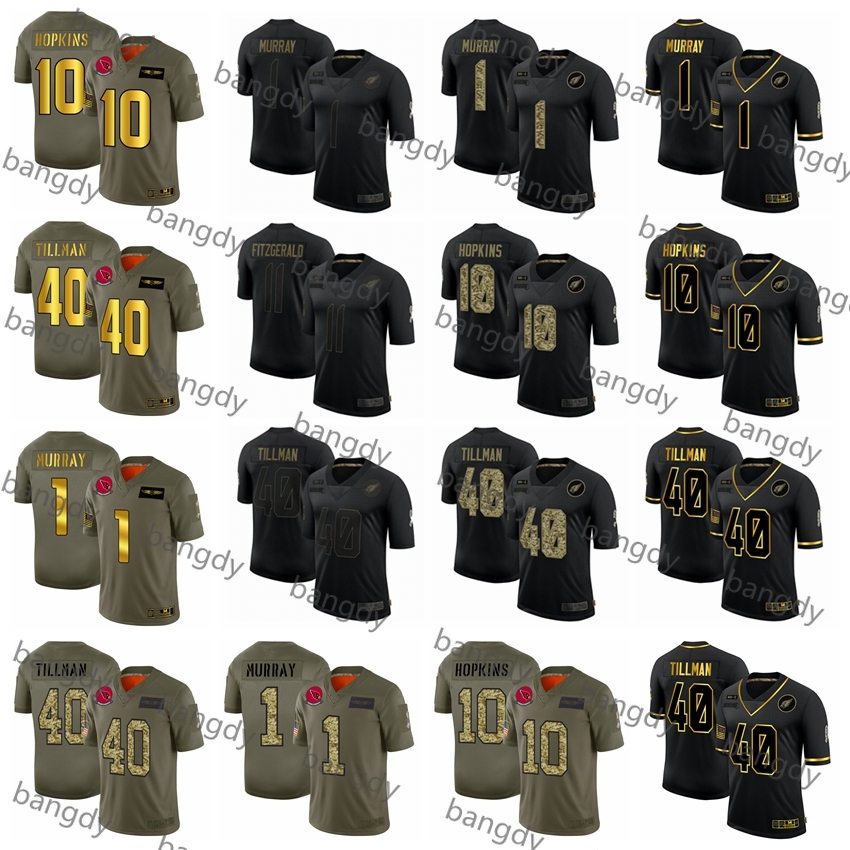 

Arizona Cardinals men Kyler Murray DeAndre Hopkins Pat Tillman women youth Limited Salute To Service Golden Jersey, Black;red